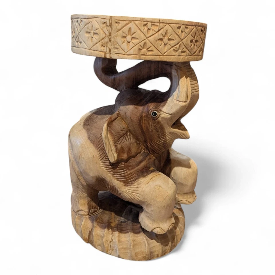 Holz Beistelltisch Elefant 50cm Holztisch Nachttisch Massivholz Hocker Tisch neu - Bild 2 von 4
