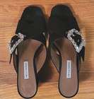 TABITHA SIMMONS SELENA Black Suede Crystal Sandals Mules Shoes Sz 40 ITALY 🇮🇹 — photo 3