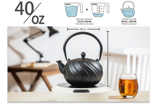 Stovetop Tea Kettle TOPTIER Japanese Cast Iron Tea Kettle with Infuser for Lo... - Picture 4 of 7