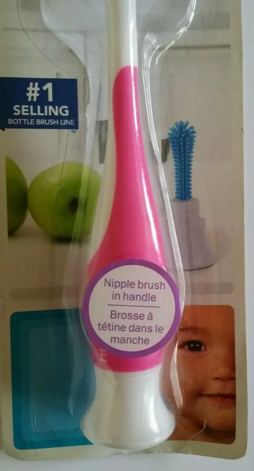 Cepillo para botella de esponja Munchkin con cepillo para pezones, color: rosa - nuevo Foto 2 de 4
