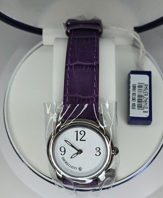 NEW IN CASE Morellato 0F004 Purple Leather Emotion 2Hands Women's Quartz Watch