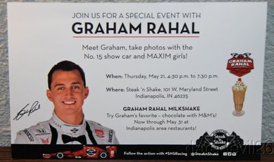 2015 Graham Rahal Steak 'N Shake ''Meet Graham'' Honda Indy 500 Indy Car postcard