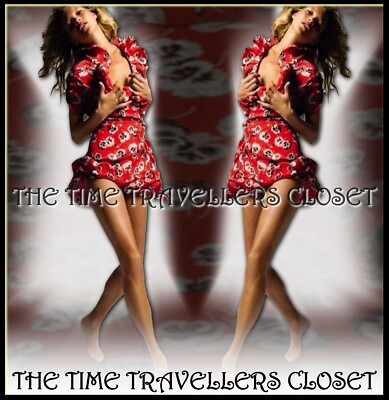 Topshop Kate Moss Iconic Red Floral Pansy Wrap Mini Tea Dress Vintage UK 10 38 6