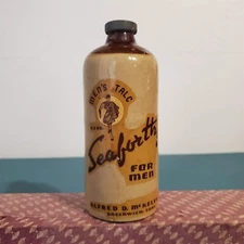 Vintage 1940s Seaforth Mens Talc Alfred D. McKelvy Co Stoneware Bottle