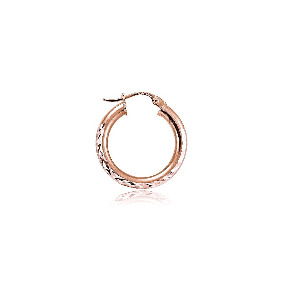 4mm Diamond-Cut Round Hoop Earrings in 14K Yellow Gold