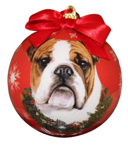 Bulldog Christmas Ornament Shatter Proof Ball - Picture 1 of 3