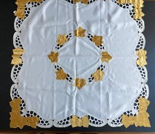Vintage 1970’s centre table cloth off white with gold leaf design