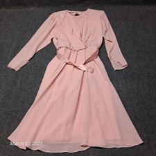 VTG Ursula of Switzerland Dress Women Petite Medium Pink Beaded Long Maxi