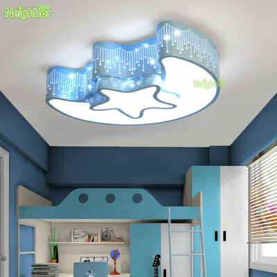 Star Moon Light Fixture Kids Children's Room Ceiling Lamp LED Baby Bedroom  Light