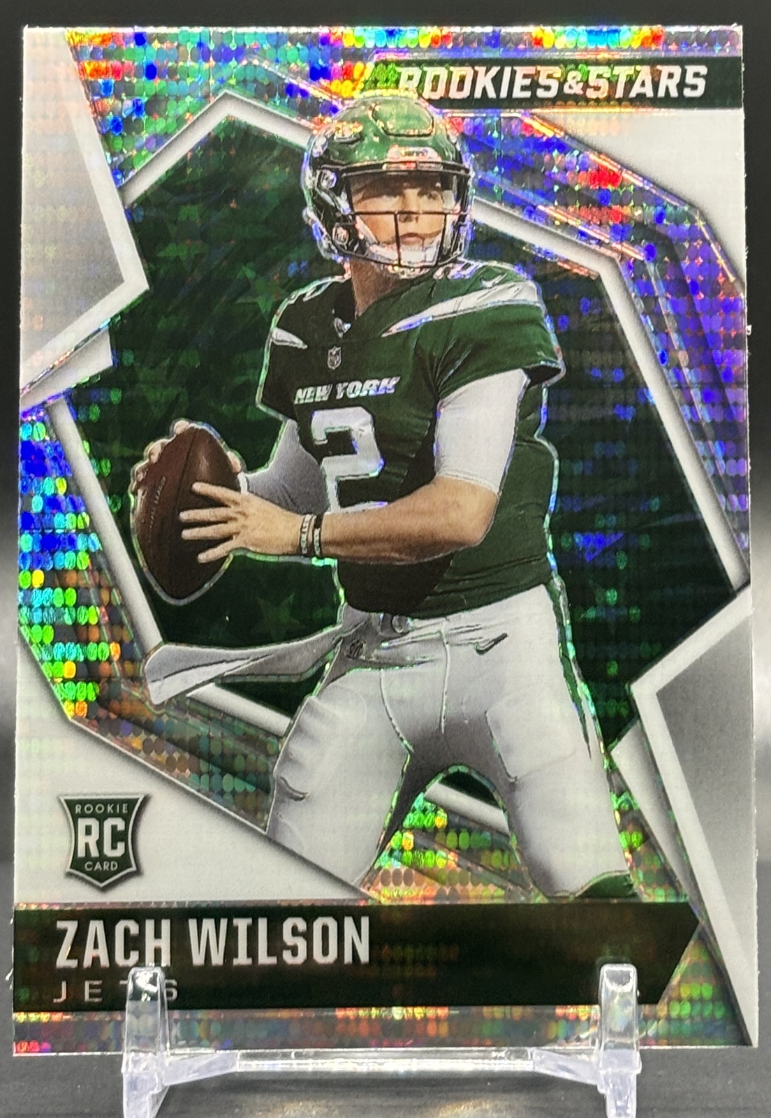 2021 Panini Rookies & Stars #102 Zach Wilson NY Jets Silver Pulsar Prizm RC