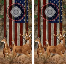 Cornhole Board Wraps American Flag Buck Does Deer Scope Forest Camo 2 pack 11