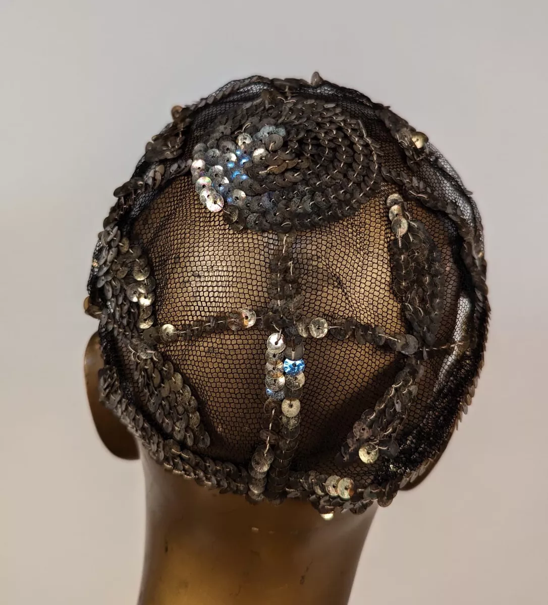 FLAPPER 1920 S SHIMMERING SEQUIN JULIET NET SKULL CAP
