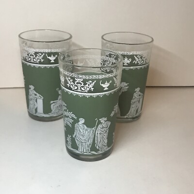 Wedgwood Jasperware Jeanette Glasses 4 Inch Green Hellenic Drinking SET OF  3 | eBay