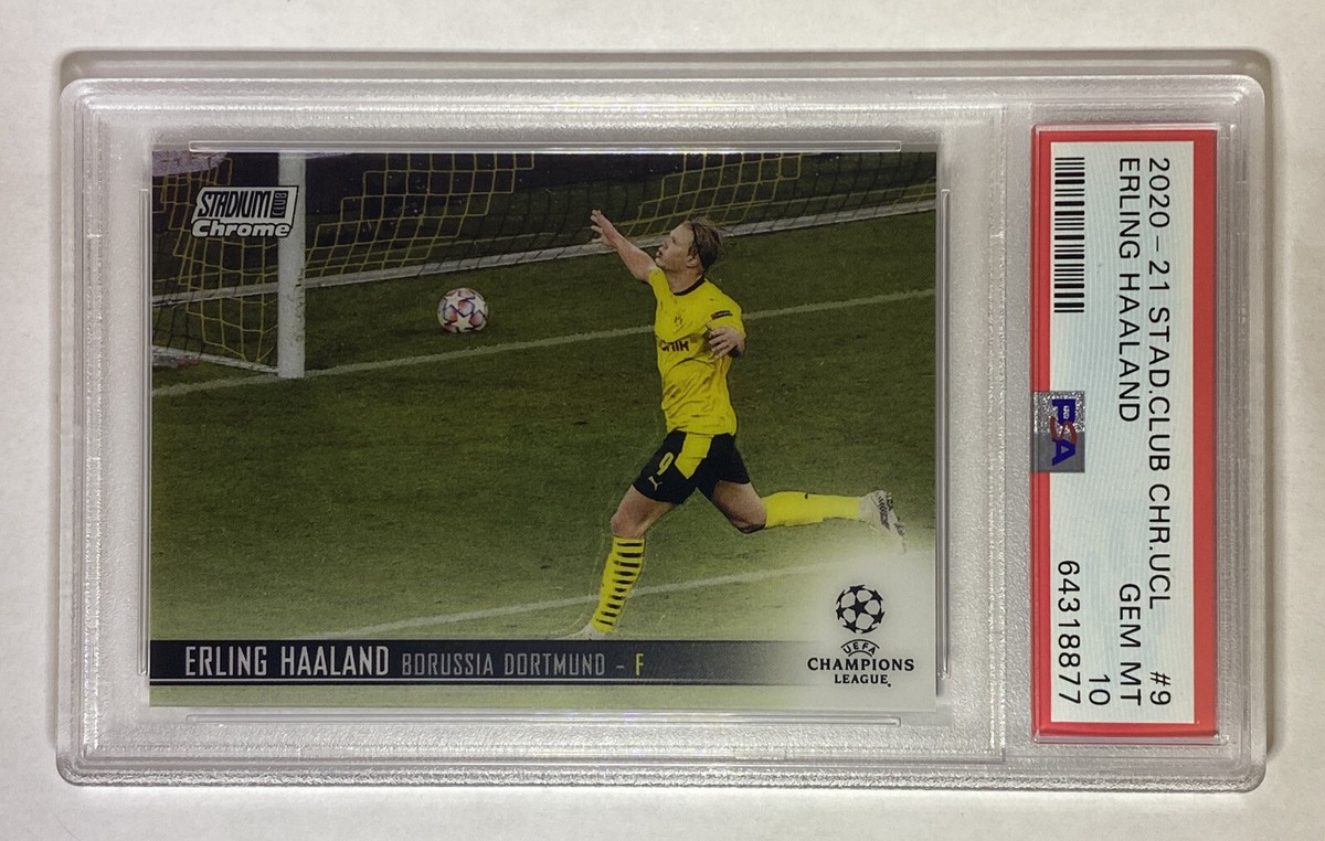 2020-21 Stadium Club Chrome UCL Soccer #9 Erling Haaland PSA 10