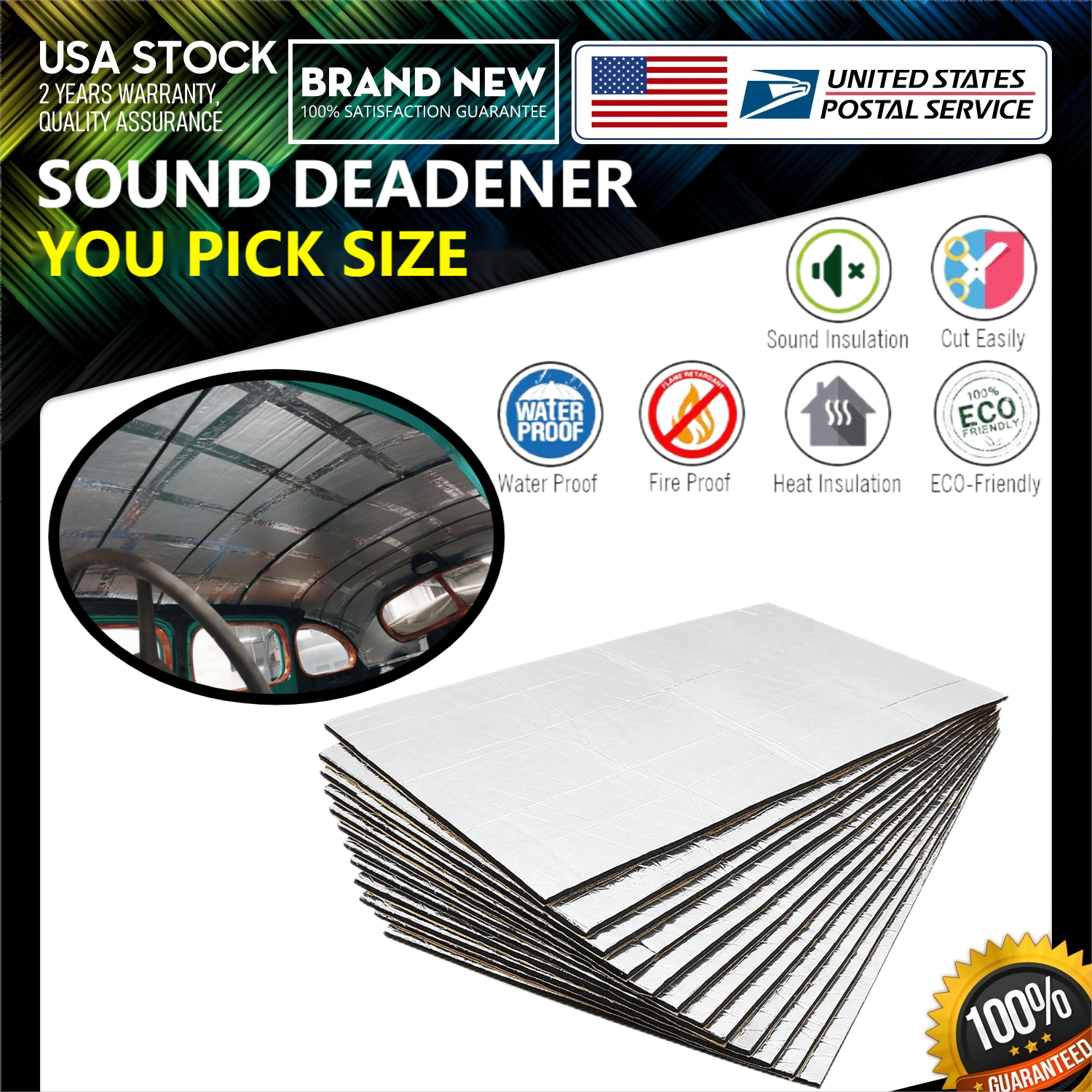 YOU PICK Thermal Sound Deadener Car Heat Shield Insulation Noise Reduce Mat 10mm
