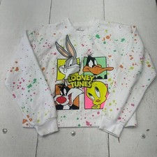 Looney Tunes White Paint Graphic Print Long Sleeve Sweatshirt Girls Size L 11-13