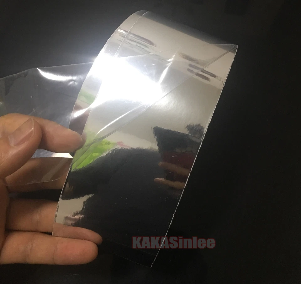 Adesivo largo 50 mm auto argento lucido specchio cromato nastro vinile adesivo avvolgente - CB - Immagine 4 di 4