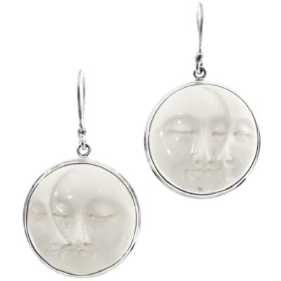 925 Silber Handarbeit Auge geschlossen Sonne Mond Bison Knochen Sterling Ohrringe, 13/16''