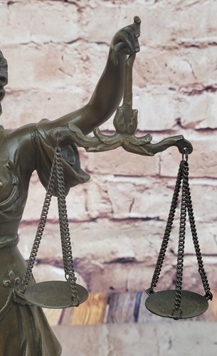 Bronze Hand-crafted Art Sculpture GODDESS Blind Lady Justice Law OFFICE Statue - Picture 8 of 10