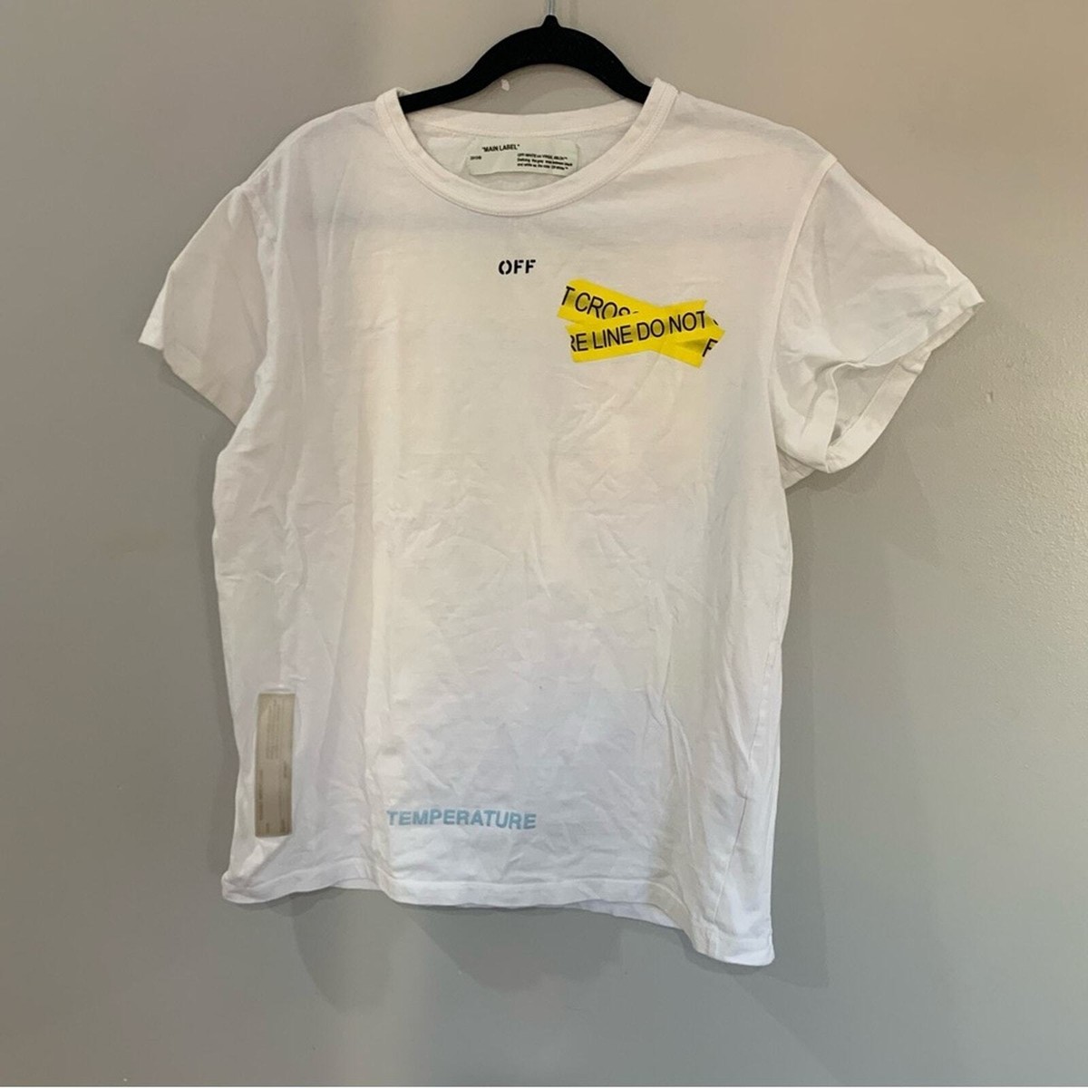 Off-White Tee Caution Tape Short Sleeve T-Shirt in White | eBay