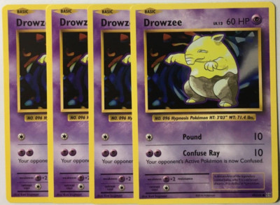 POKEMON 4X DROWZEE LV.12 49/108 XY EVOLUTIONS COMMON NEAR MINT-PLAYSET