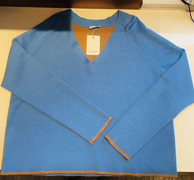 Gerry Weber Pullover V-Ausschnitt , Blau Baumwollgemisch Gr. M Gerader Schnitt,