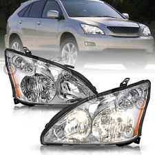 For 2004-2009 Lexus RX350 RX330 Chrome Halogen L+R Headlamps Headlights NOT HID