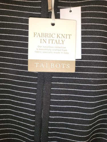 Wmns Talbots Fabric Knit in Italy Black Striped Jacket Blazer Zipped Size 14W - Picture 4 of 5