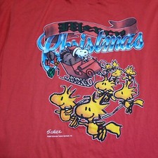 Vintage ARTEX Merry Christmas t-shirt UNISEX One size Snoopy Woodstock PEANUTS