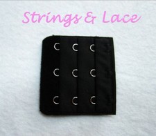BLACK BRA EXTENDER, 3 HOOKS 3 POSITIONS - 2 PIECES - FREE P P - UK SELLER
