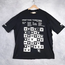 Lacoste Minecraft Shirt Mens XXL Black Graphic Print Loose Fit Double Sided