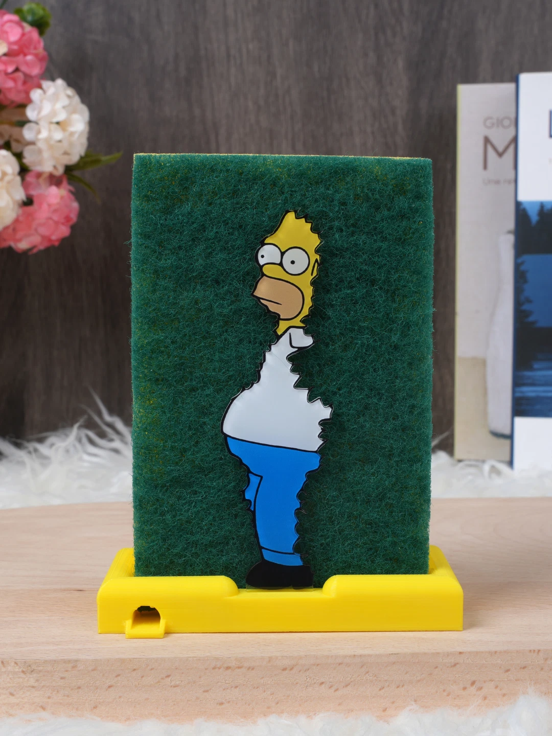Homer Simpson Sponge Holder | Funny Simpsons Bush Meme Kitchen Organizer Gift
