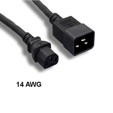 LOT10 6' Black Heavy Duty Power Cord IEC60320 C13 to C20 14AWG 15A/250V IT Data