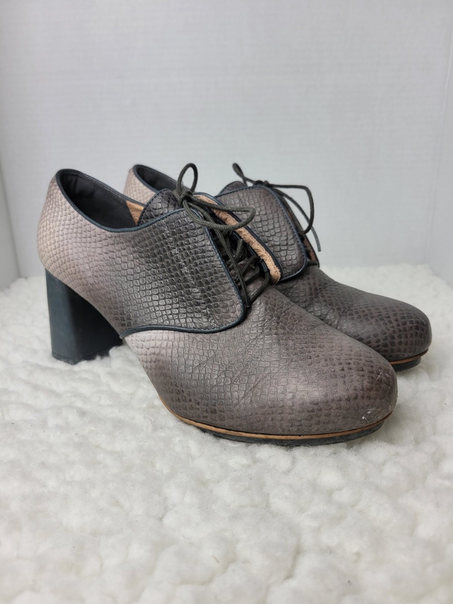 Camper Myriam Oxford Pumps Womens Size 9.5 Brown Snake Print Heel Shoes