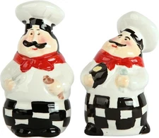 Chef Salt and Pepper Shakers Set Ceramic Kitchen Décor