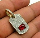 Cluster Mens Pendent 3 Ct Emerald Cut Simulated Garnet 14k Yellow Gold Finish