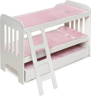 Doll Bunk Bed with Bedding, Ladder, and Personalized Kit - Fits Dolls Up to 22