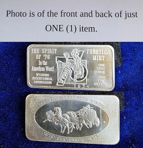 Frontier Mint Cheyenne Wyoming Horse Deadwood 1 Troy Oz 999 Fine Silver Bar
