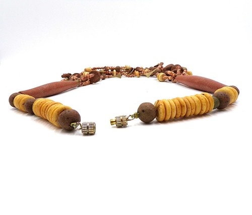 NEW 26" NECKLACE AGATE, SANDSTONE & BRASS - HANDCRAFTED - Picture 8 of 8