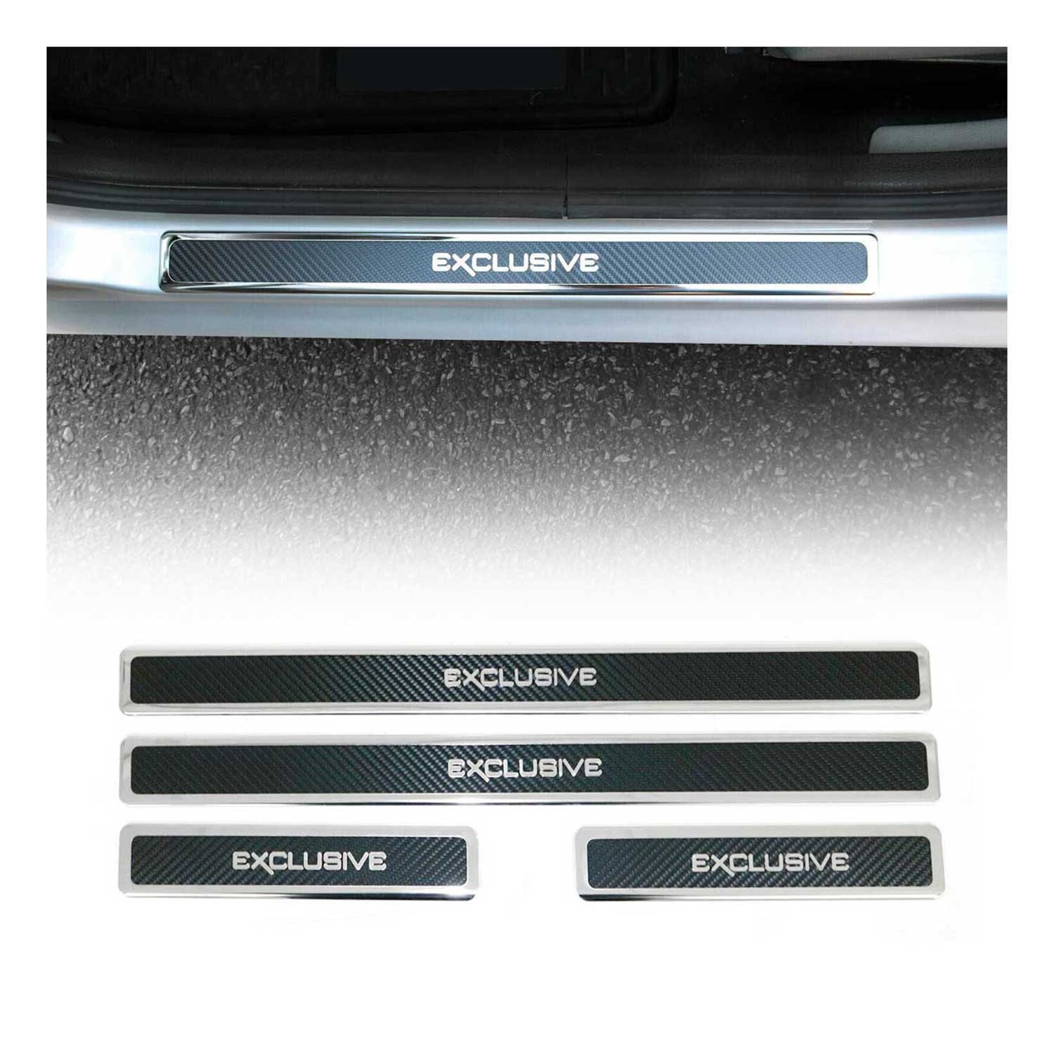 Protection de seuil de porte pour Peugeot 206 en carbone noir 4 pièces