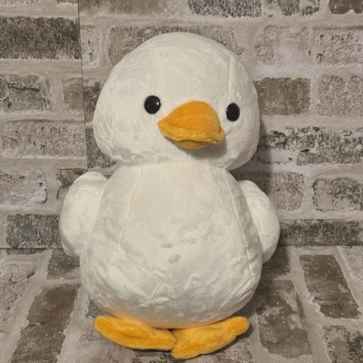 Bellzi Ducki Plush White Yellow Duck Embroidered Eyes Stuffed Animal W/Tags 11''