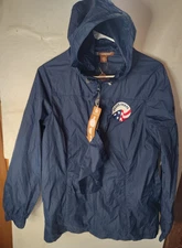 Harrington Peace Corps Hooded Zip Up Windbreaker Blue Size M
