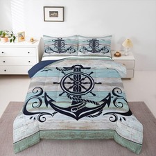 Nautical Anchor Down Comforter, Anchor Compass Comforter Set For Boys Teens A...