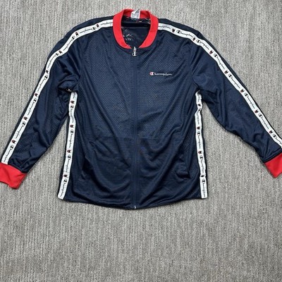 Champion Reversible Mesh Zip Up Jacket MENS Large Blue Floral Full Zip Game Day