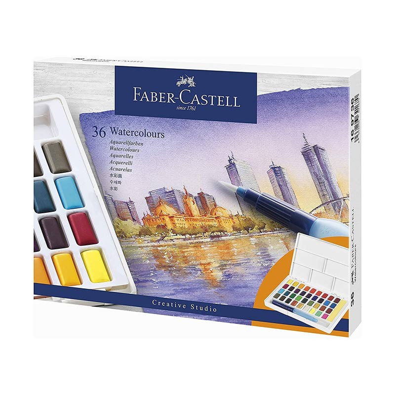 Aquarelles en godet Creative Studio Faber-Castell boite de 36 pour carnet de voyage