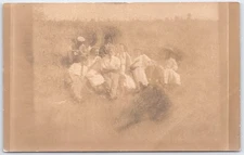 Vintage Early 20th Century AZO Postcard Group of People in Field