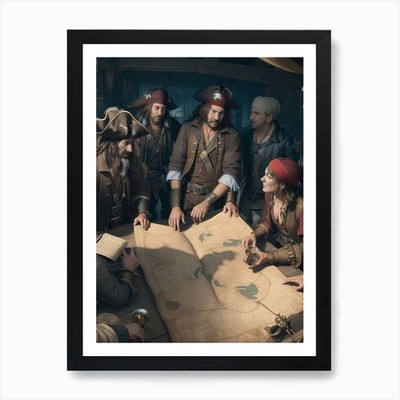 Pirates planning a robbery Art Prin Framed Wall Art Poster Canvas Print Picture