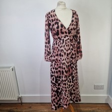 DANCING LEOPARD Long Sleeve Midi Wrap Dress Size 8 Black Brown New BNWT Party