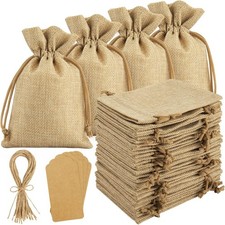 25PCS Burlap Gift Bags With Drawstring, 4x6" 25 Count Pack of 1 , Original