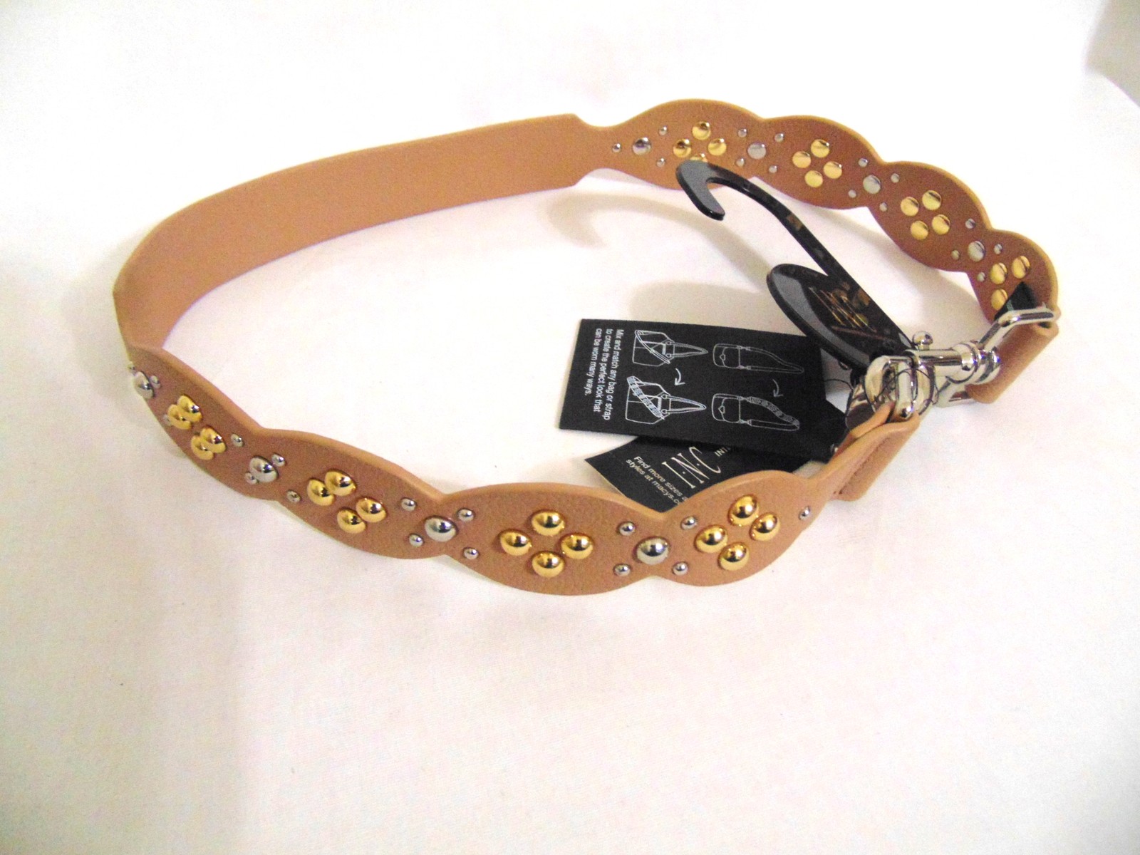 INC Scallop Studded Interchangeable Purse Strap Tan S202 $29
